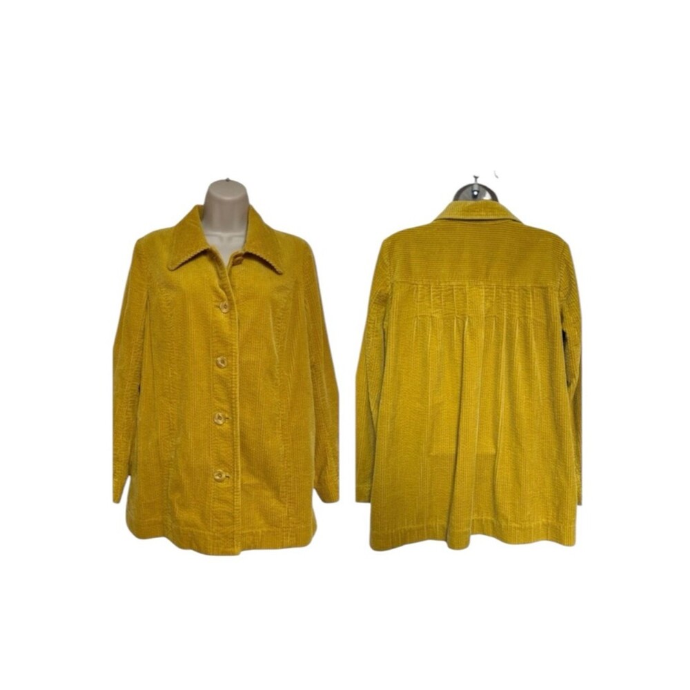 J Jill Oversized Mustard Yellow Corduroy Shacket Jacket Pockets Sz S Petite